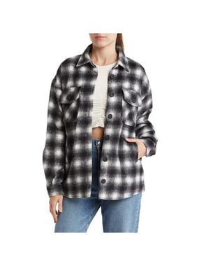 THREAD & Supply BNWOT women black white plaid shirt jacket sz Small button up